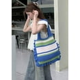 thumbnail image 3 of Kukuzhu Knitted Hobo Bag for Women Shoulder Purse Handbag Large Crochet Totes Lightweight Woven Stripe Top Handle Bag, 3 of 8