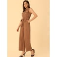 thumbnail image 3 of DARING DIVA Women's Wide Leg Jumpsuit Collared Tie Waist Coverall M Brown, 3 of 6