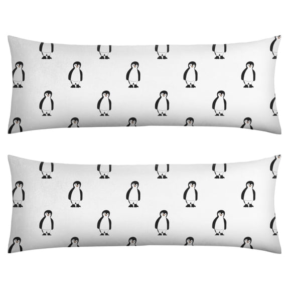 Cartoon Penguin Pattern Body Pillow Cover 20x54 Inches - Breathable Long Pillowcase with Hidden Zipper - Cozy Snow-Themed Bedding for Maternity & Decor