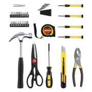 DIFFLIFE 40-Piece Tool Set - General Household Hand Tool Kit with Plastic Toolbox Storage Case