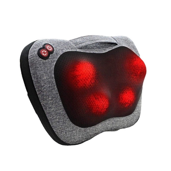 Professional Shiatsu Neck and Back Massager Pillow with Soothing Heat, Deep Tissue Kneading Tool for Full Body Relaxation, Portable Electric Wellness Device for Home Office and Travel, Grey