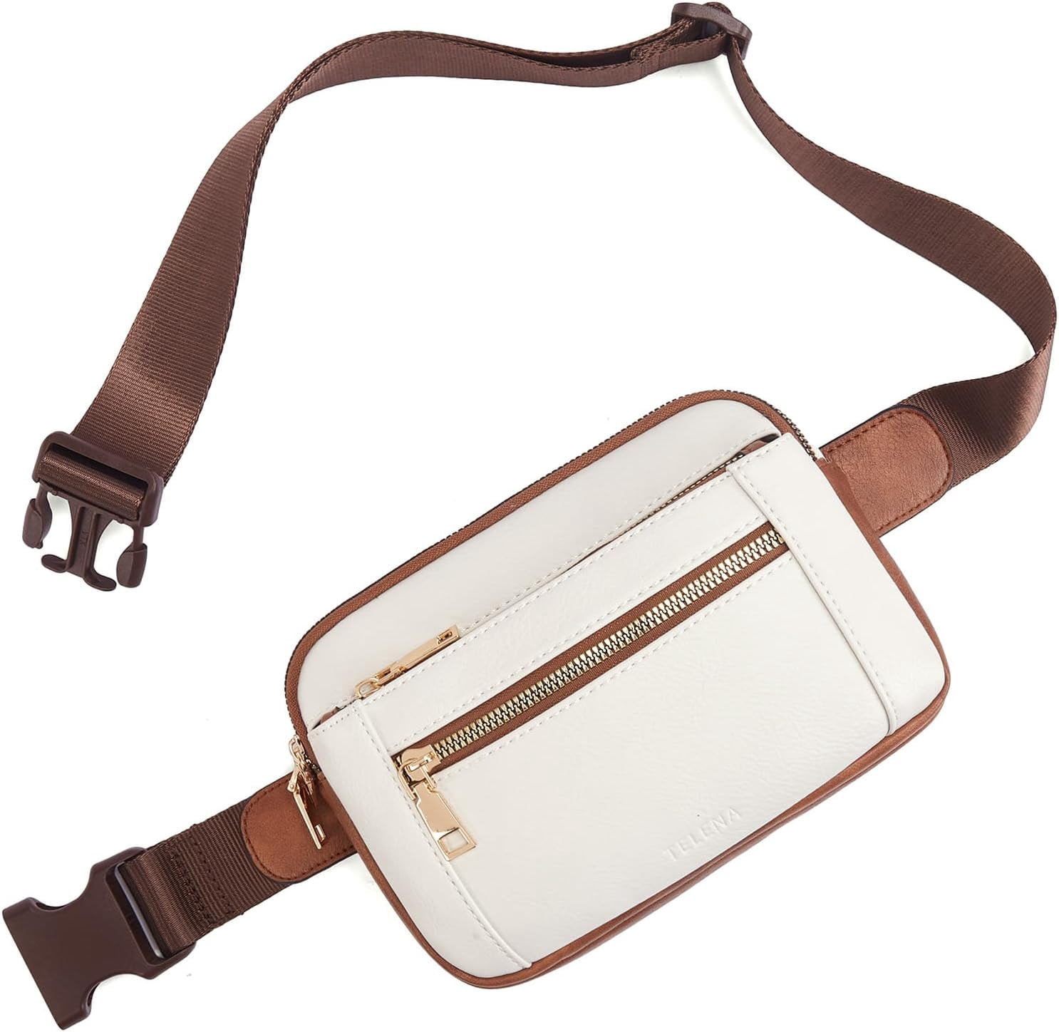 Fanny Packs for Women Cross Body Bag Leather Belt Bag Fashionable Waist Bag with Adjustable Strap Beige Brown