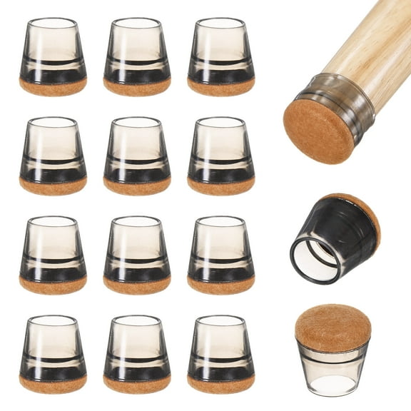 Uxcell 16-Pack Chair Leg Floor Protectors, 0.59-0.7 Inch Silicone Cups Round Felt Furniture Pads Chair Leg Covers Socks [Transparent Black]