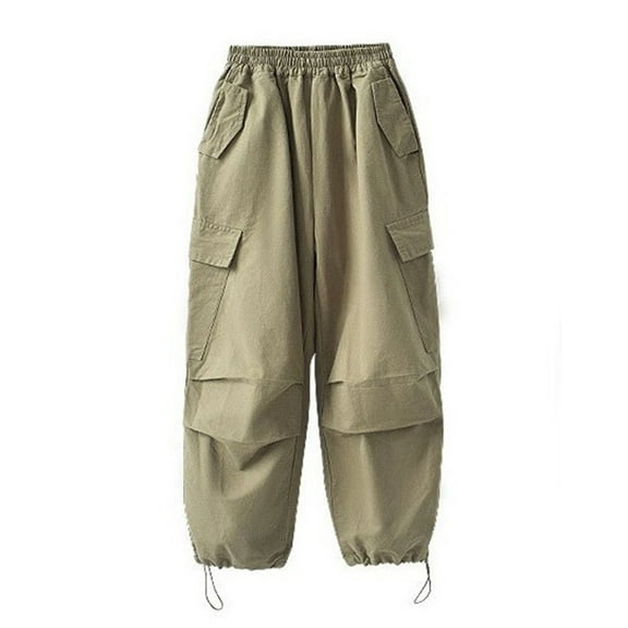GYRATEDREAM Cargo Pants for Girls Casual High Waisted Drawstring Loose Fit Pockets Kid Hip Hop Wide Leg Jogger Pants