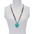 thumbnail image 4 of PalmBeach Jewelry Genuine Turquoise Jasper and Lava Stone Beaded Heart Pendant Necklace 34 Inch, 4 of 7