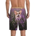 thumbnail image 4 of Lsque Dog in Lavender Flowers Mens Sleep Pajama Shorts,Short Pajama Pants, Cotton Ultra-Soft Knit-4X-Large, 4 of 9
