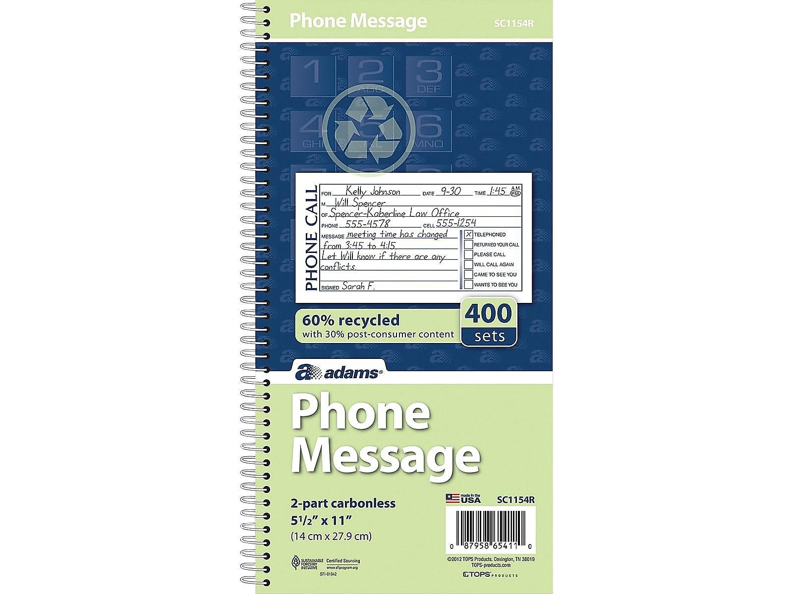 Juvale Phone Message Book 2 Part Carbonless 1200 sets 
