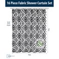 thumbnail image 5 of Mainstays 16-Piece Black Diamond Pattern Shower Curtain Bathroom Set – Fabric Curtain with Rug, Hooks, Soap Dispenser & Tray, 5 of 17