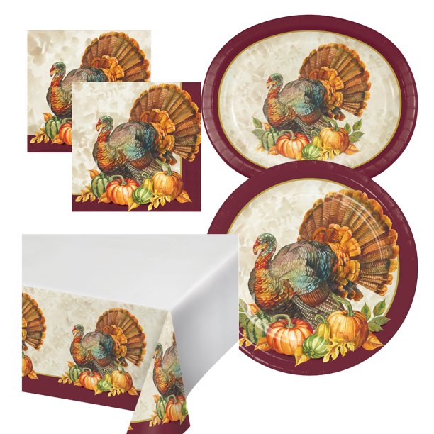 Traditional Turkey Thanksgiving Party Tableware 49 Pieces ...