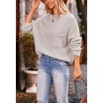 thumbnail image 2 of Soft Ribbed Knit Pocket Sweater Top Relaxed Loose Fit Oversized for Women Beige X-Large, 2 of 5