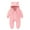 Pink, variant on Toddler Baby Boys Girls Color Plush Cute Bear Ears Winter Thick Jumpsuit Romper