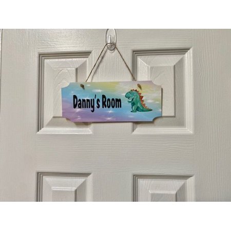 

Door Plaque Custom Name Bedroom Door Decoration For Unisex Personalized Designs Applied On Wood Plaque Dinosaur Hanging Cute Watercolor Dinosaur Wall Plaque - Hook For Hanging Included 10 In X 4 In