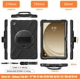thumbnail image 2 of KOMI Case for Samsung Galaxy Tab A9 Plus 11" 2023 X210 X216 X218, Heavy Duty Shockproof Rugged 3 Layer Kids Durable Case with 360 Swivel Kickstand, Shoulder Strap & Hand Strap Black, 2 of 9