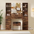 thumbnail image 2 of Modern Makeup Vanity Desk with LED Lighted Mirror,56in Vanity Set with Charging Station&Cushioned Storage Stool,Wooden Dressing Table, 2 of 8