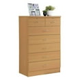 thumbnail image 1 of Hodedah 7 Drawer Wooden Jumbo Dresser Chest with 2 Top Locks, Beech, 1 of 5