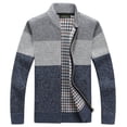 thumbnail image 1 of Suéter tipo cárdigan de otoño e invierno para hombre, suéter con cremallera, forro polar grueso, cuello en V, suéter holgado y cálido para hombre, 1 of 5