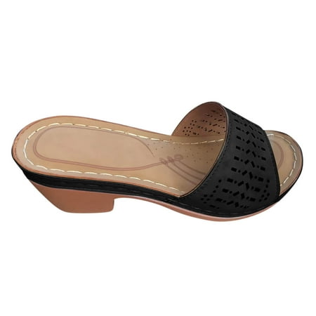 

Kukoosong Heeled Sandals Flats Shoes Women Beach Sandals Summer Non-Slip Causal Slippers Womens Sandals Black 36