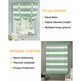 thumbnail image 3 of Green Grey Stripe Tie Up Curtains for Window, Thermal Insulated Balloon Shade Adjustable Rod Pocket Curtains Valance Panels for Kitchen Bathroom Cafe 42 x 45 Minimalist Farmhouse Striped, 3 of 6