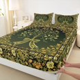 thumbnail image 4 of Homewish Boho Tree Of Life Bed Sheets,Vintage Bowtie Floral Plants Full Size Sheets,Green,4 Pieces,1 Flat Sheet, 1 Fitted Sheet and 2 Pillowcases, 4 of 6