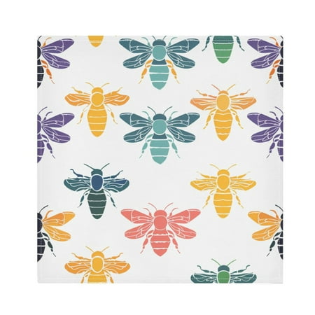 

JSTEL Colorful Bee Print Cloth Napkins Set of 6 20x20 Inch Washable and Reusable Napkin for Decoupage Dinner Party Everyday Use