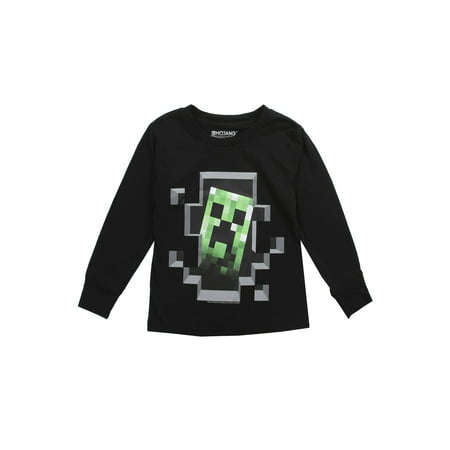 Boys Minecraft Creepers Graphic Long Sleeves, black (XS)