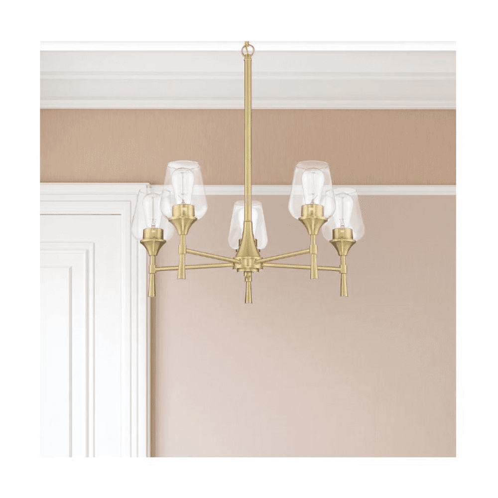 Sunset Stella 5-Light Champagne Gold Chandelier with Glass Shades F27035-18