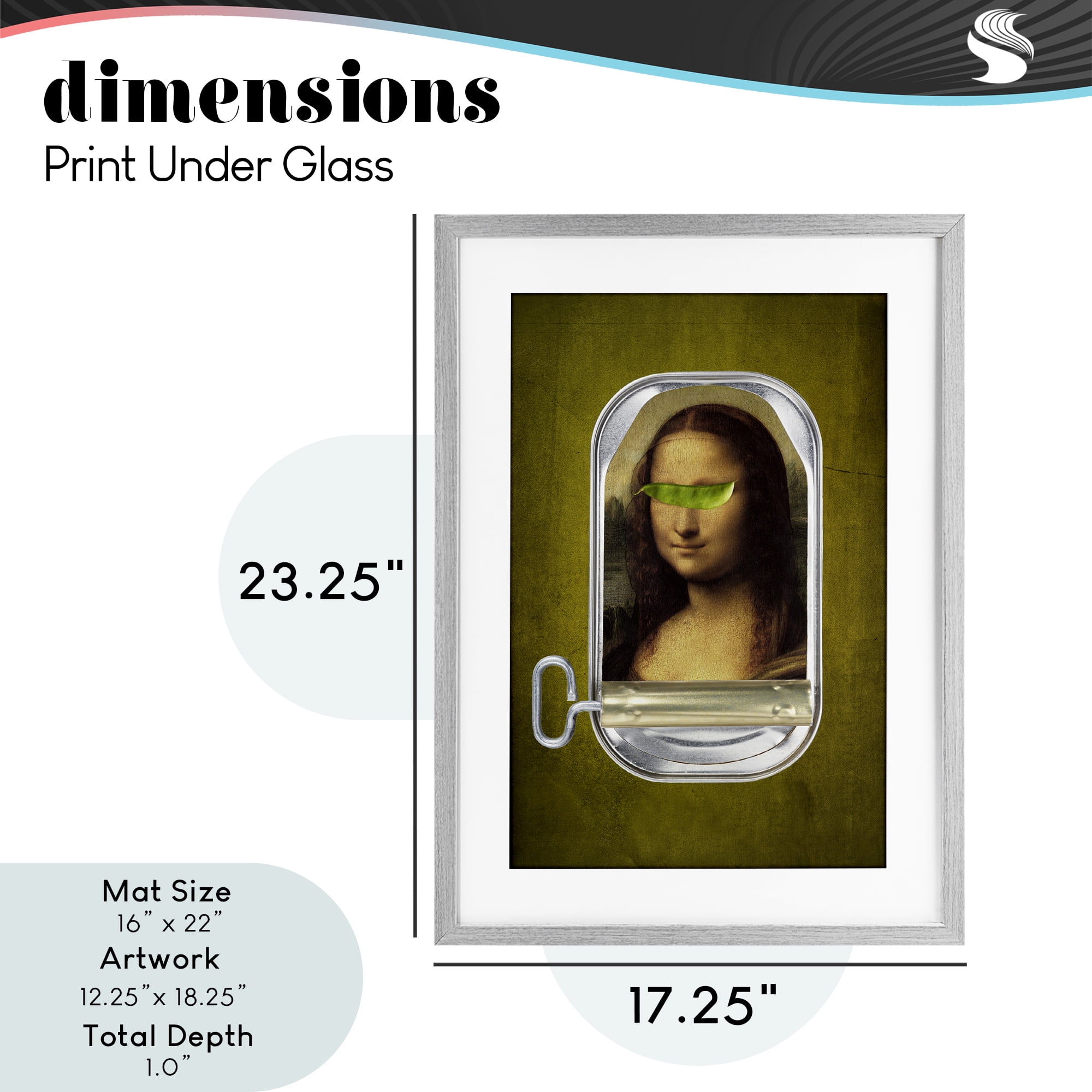 Canned Mona Lisa Gray Framed Print Under Glass, design by Elo Marc
