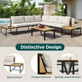thumbnail image 6 of Patio Furniture Set, 4 Pieces Outdoor Sofa Set with Loveseats , Waterproof Cushions, Patio Furniture with Durable Iron-Wood Design for Garden, Backyard, Poolside (Beige), 6 of 9