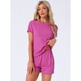 thumbnail image 3 of DARING DIVA Ribbed Knit Pajama Set Soft Short Sleeve Top XL Rose, 3 of 7