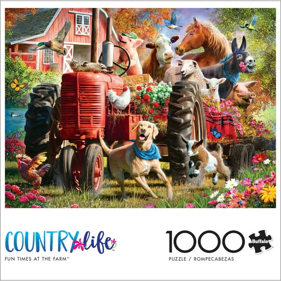 Buffalo Games 1000-Piece Larry Jones Fun Times at the Farm Interlocking Jigsaw Puzzle