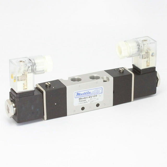 5 Ports 4 Way 2 Position Valve 1/8" NPT DIN Connector Single Solenoid DC 12V