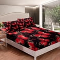 thumbnail image 2 of YST Draps Grand Girly Papillon Noir et Rouge Drap-Housse Papillons Rouges Draps de Lit, Housse de Lit Animaux Sauvages Literie Mignonne Femme Dame Décoration Maison, 3 Pcs, 2 of 4
