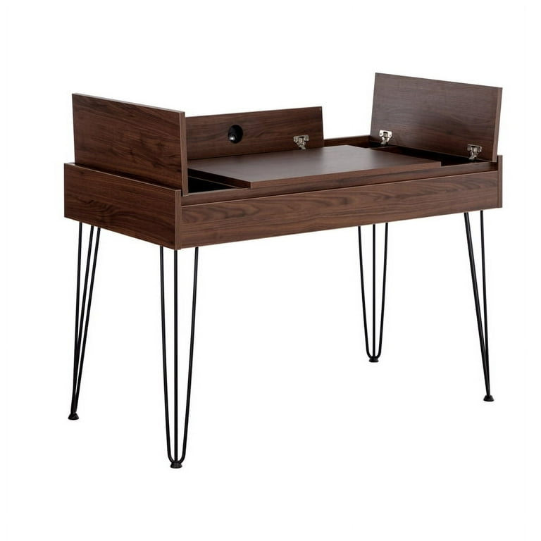 Brant House Niko Wood Desk with 4 Compartments in Walnut Brown