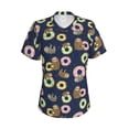 thumbnail image 5 of Zufioo Sloth with Donuts Print Women's Classic V-neck T-shirt, V-neck Short-sleeved Tops Home Wear, Suitable for Daily Life, Work, Outdoors-Large, 5 of 7