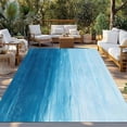 thumbnail image 3 of Outdoor Rug 4x6 ft Sky Blue White Brush Stroke Textured Waterproof Outdoor Patio Rug Mat Non Slip Outside Area Rugs Carpet for RV,Camping,Porch,Deck,Pool,Balconybackyard,Abstract Modern, 3 of 9