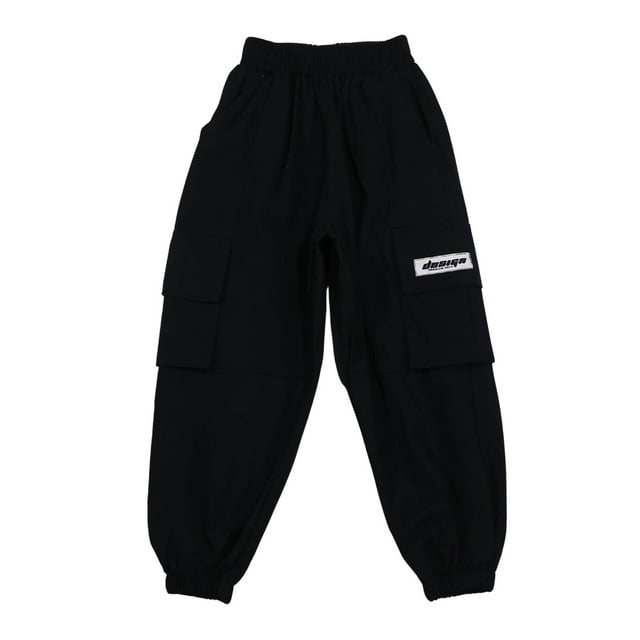 YOUSNH Pantalon Salopette pour Garçons Mode pour Enfants Pantalon Décontracté pour Enfants Pantalon d'Automne Pantalon Cargo Pantalon pour Garçons Noir 9-10 Ans