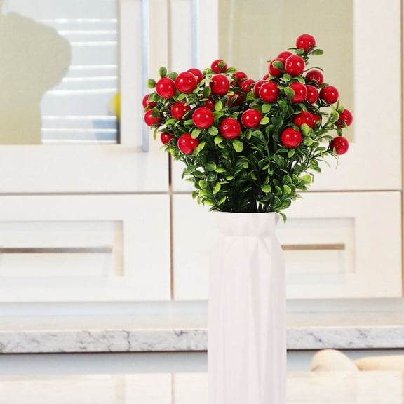 PENIKOKO 6-Pack Red Artificial Cherry Stems for Fruit Bouquet Decoration, Home Display, Party and Event Accessories