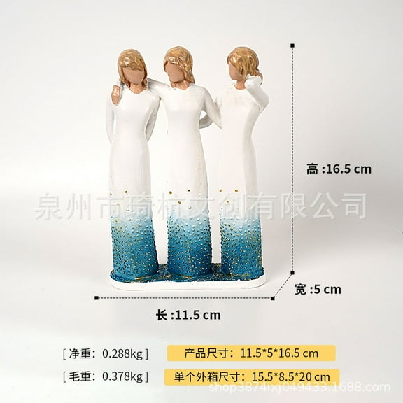 New Three Sisters Ornaments Around Me Resin Crafts Ornaments Holiday Commemorative Gifts Creative Gifts Home Desktop Decoration