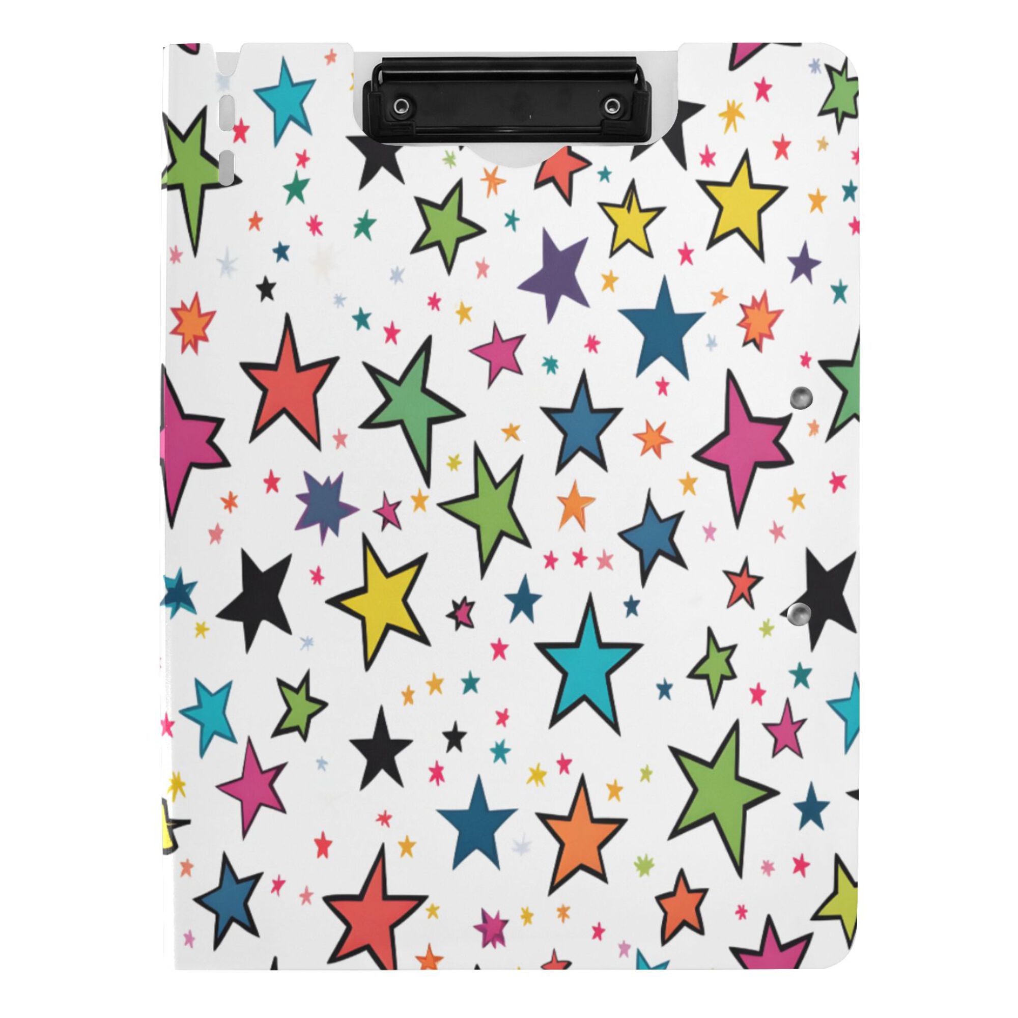 FORMRS A4 Clipboard Folder with Pen Holder Horizontal Foldable School Office Binder, Green Stars
