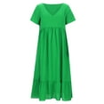 thumbnail image 4 of GYUJNB Robe Maxi Bohème Imprimée Florale 2024 pour Femmes, Col en V, Manches Courtes, Fendue, Soirée Plage, 4 of 6