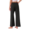 thumbnail image 3 of INSPIRE CHIC Women's Pajamas Pants Wide Leg Casual Ribbed Knit Loose Fit Sleep Soft Comfort Outfits Lounge Bottoms L Black, 3 of 6