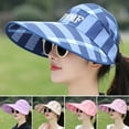 thumbnail image 2 of Women Summer Sun Hat Anti-UV Long Brim Protect Face Striped Print Breathable Sunscreen Adjustable Sweat Absorption Band Vacation Sun Hat Women Headwear, 2 of 7