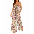 thumbnail image 2 of Women'S Casual Pink Purple Flowers Omper Spaghetti Strap Wide Leg Jumpsuit Summer Outfits With Pockets, 2 of 7