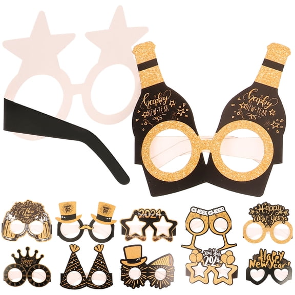 SWETRACE New Year Eve Eyeglass 12Pcs 3D Paper Party Props Supplies For Adults And Children