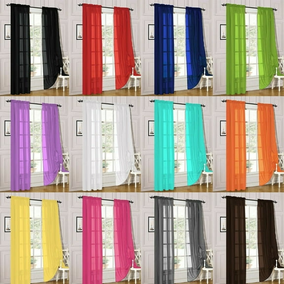 Window Sheer Curtains 2 Panels Voile Light Filtering Sheer Curtain Panel Drapes Treatment for Bedroom Living Room Children Room Kitchen Yard