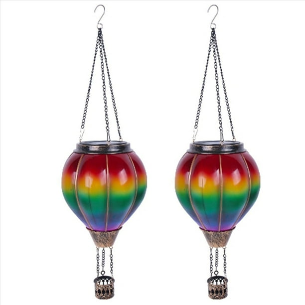 2X Globo de Aire Caliente Luces de Linterna Solar Linterna Solar Colgante para Exteriores para Decoración de Jardín, Patio, Porche