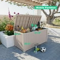 thumbnail image 4 of 180 Gallon Outdoor Storage Box - Deck Box Waterproof Patio Furniture, Garden Tools, Cushions, Pool Accessories Outside Storage Resin Box,Light brown, 4 of 14