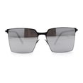 thumbnail image 1 of Mens Slim Metal Rim Modern Slick Rectangular Mogul Sunglasses Black Silver Mirror, 1 of 4
