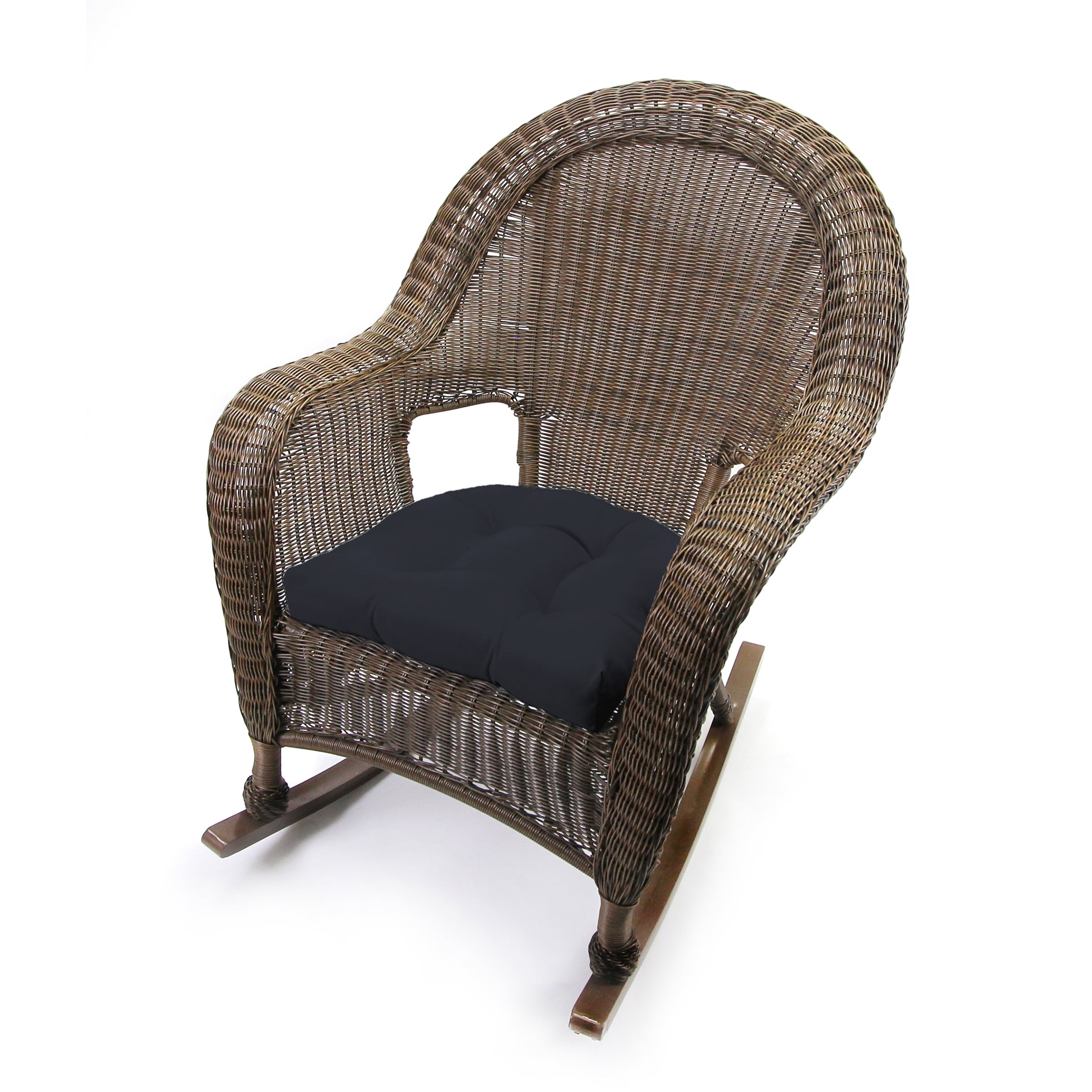 Jordan Manufacturing 3-Piece Navy Solid Tufted Outdoor Cushion with 1 Wicker Bench Cushion and 2 Wicker Seat Cushions