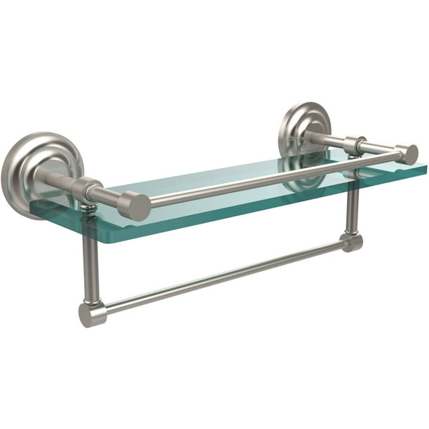 16in Gallery Glass Shelf with Towel Bar in Satin Nickel